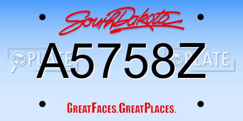 A5758Z South Dakota License Plate
