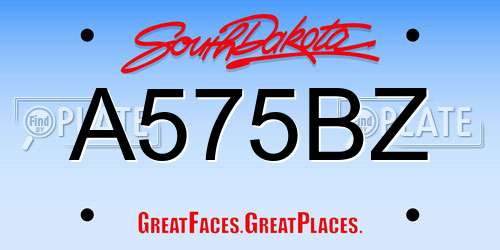 A575BZ South Dakota License Plate