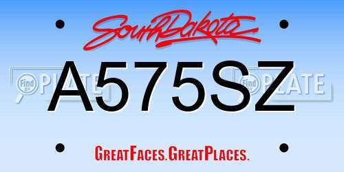 A575SZ South Dakota License Plate