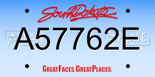 A57762E South Dakota License Plate