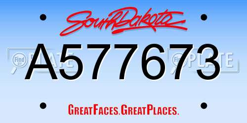 A577673 South Dakota License Plate