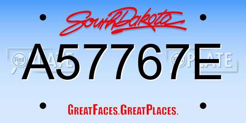 A57767E South Dakota License Plate