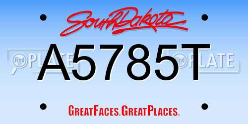 A5785T South Dakota License Plate