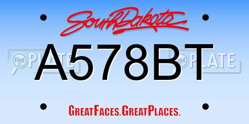 A578BT South Dakota License Plate