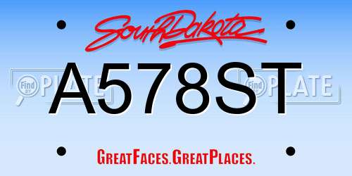 A578ST South Dakota License Plate