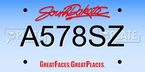 A578SZ South Dakota License Plate