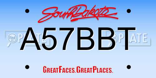 A57BBT South Dakota License Plate