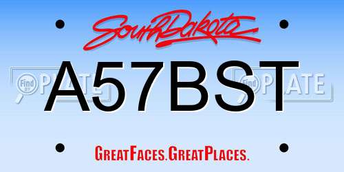 A57BST South Dakota License Plate