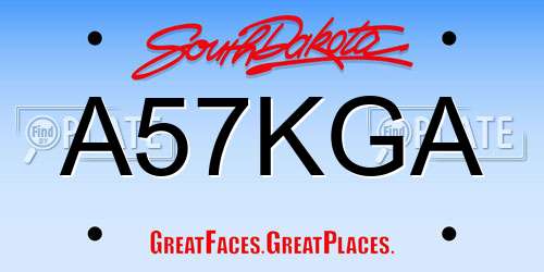 A57KGA South Dakota License Plate