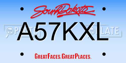 A57KXL South Dakota License Plate