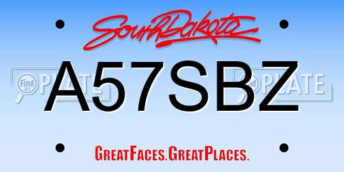 A57SBZ South Dakota License Plate