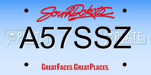 A57SSZ South Dakota License Plate