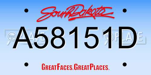 A58151D South Dakota License Plate