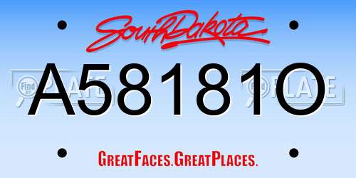 A58181O South Dakota License Plate