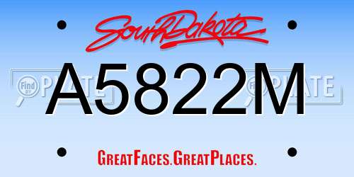 A5822M South Dakota License Plate