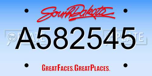 A582545 South Dakota License Plate