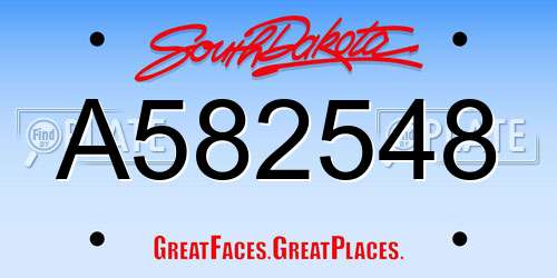 A582548 South Dakota License Plate
