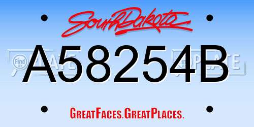 A58254B South Dakota License Plate