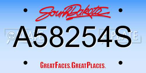 A58254S South Dakota License Plate