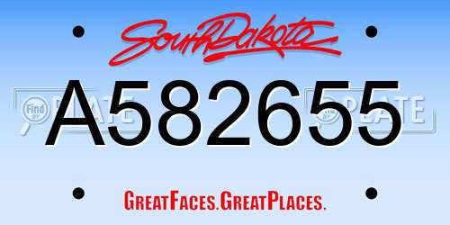 A582655 South Dakota License Plate