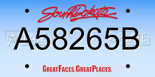 A58265B South Dakota License Plate