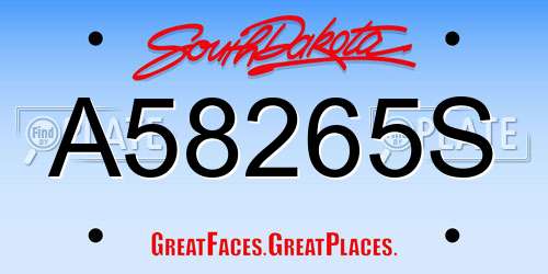 A58265S South Dakota License Plate