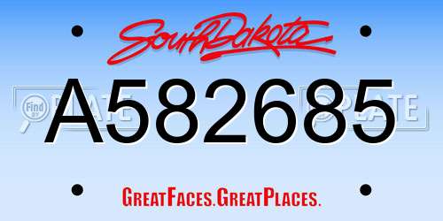 A582685 South Dakota License Plate