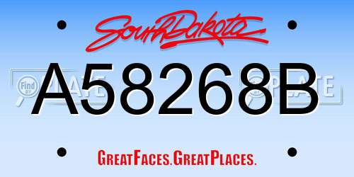 A58268B South Dakota License Plate