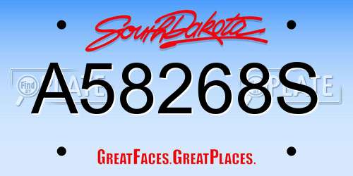 A58268S South Dakota License Plate