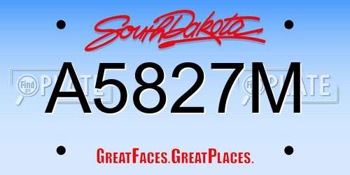A5827M South Dakota License Plate
