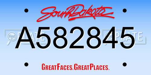 A582845 South Dakota License Plate