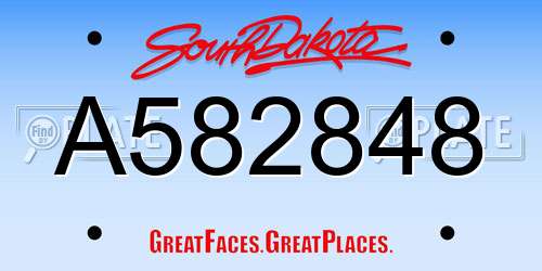A582848 South Dakota License Plate