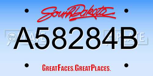 A58284B South Dakota License Plate