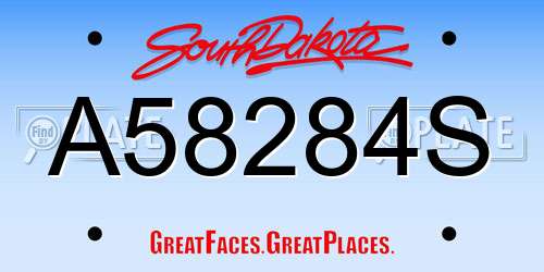 A58284S South Dakota License Plate