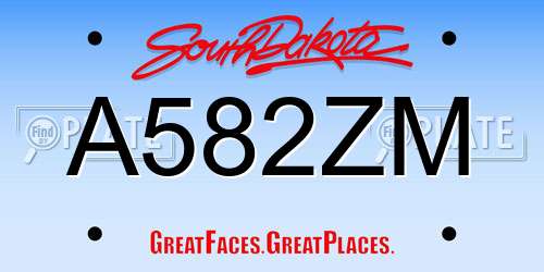 A582ZM South Dakota License Plate