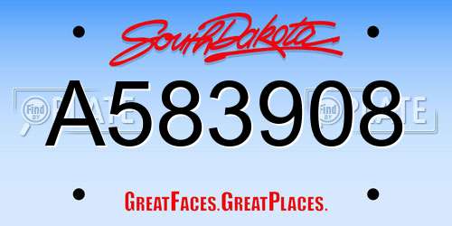 A583908 South Dakota License Plate