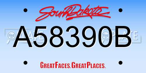A58390B South Dakota License Plate
