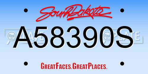 A58390S South Dakota License Plate
