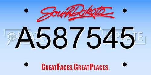 A587545 South Dakota License Plate