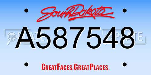 A587548 South Dakota License Plate