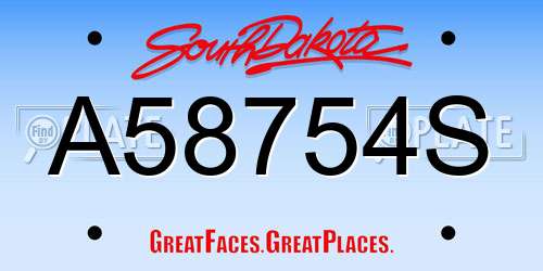 A58754S South Dakota License Plate