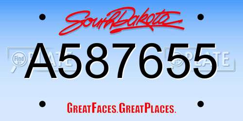 A587655 South Dakota License Plate