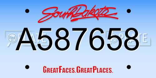 A587658 South Dakota License Plate