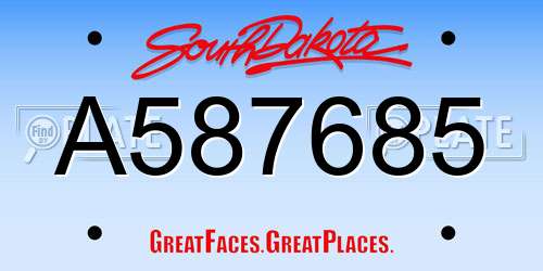A587685 South Dakota License Plate