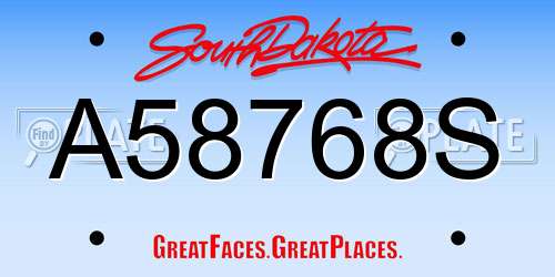 A58768S South Dakota License Plate