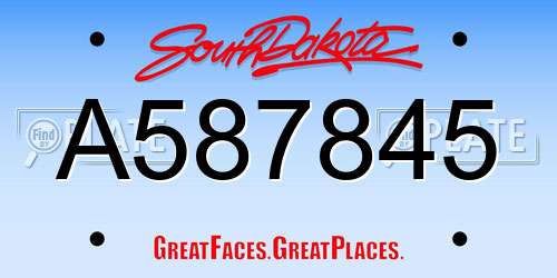 A587845 South Dakota License Plate