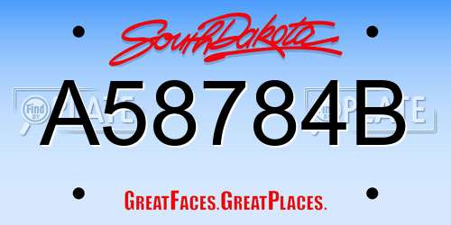 A58784B South Dakota License Plate