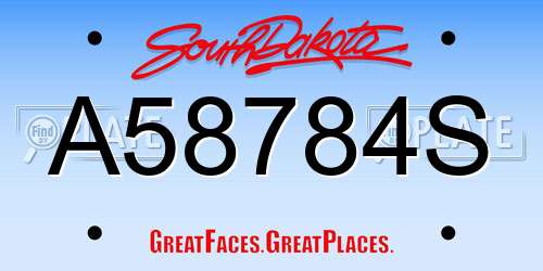A58784S South Dakota License Plate