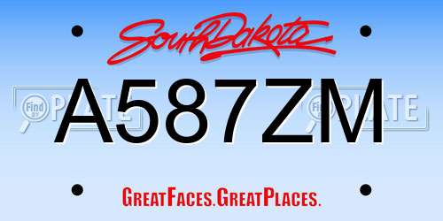 A587ZM South Dakota License Plate