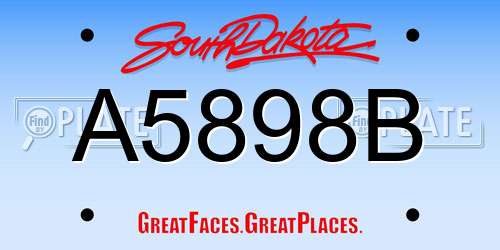 A5898B South Dakota License Plate